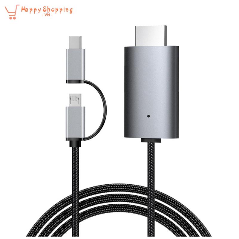 Dây Cáp Chuyển Đổi Cổng Micro USB TYPE C Sang HDMI TV Kỹ Thuật Số AV 1080P Cho iPhone iPad Điện Thoại Android