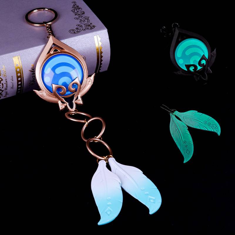 SQ2 Genshin Impact Nilou Vision Metal Keychain Luminous Light Bag Pendant Game Collections Gift For Kids