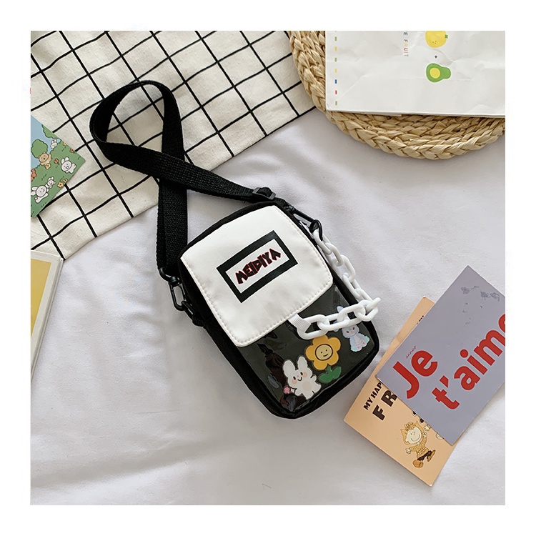 Túi Đeo Chéo Bằng Vải nylon Hình Vuông Nhỏ Nhắn Dễ Thương