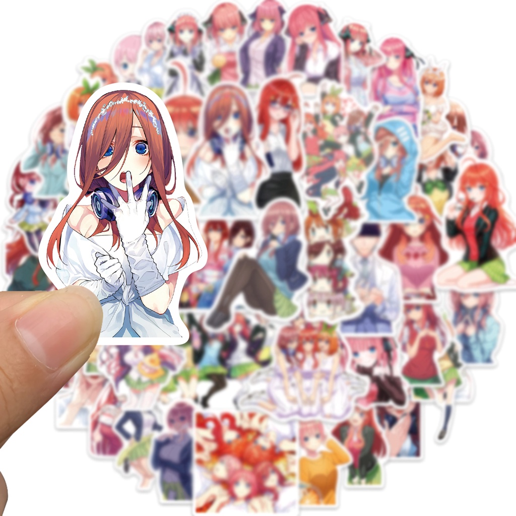 Bộ 50 Miếng Dán Anime The Quintessential Quintuplets Bằng PVC Trang Trí Ván Trượt / Laptop / Xe Hơi / Guitar /