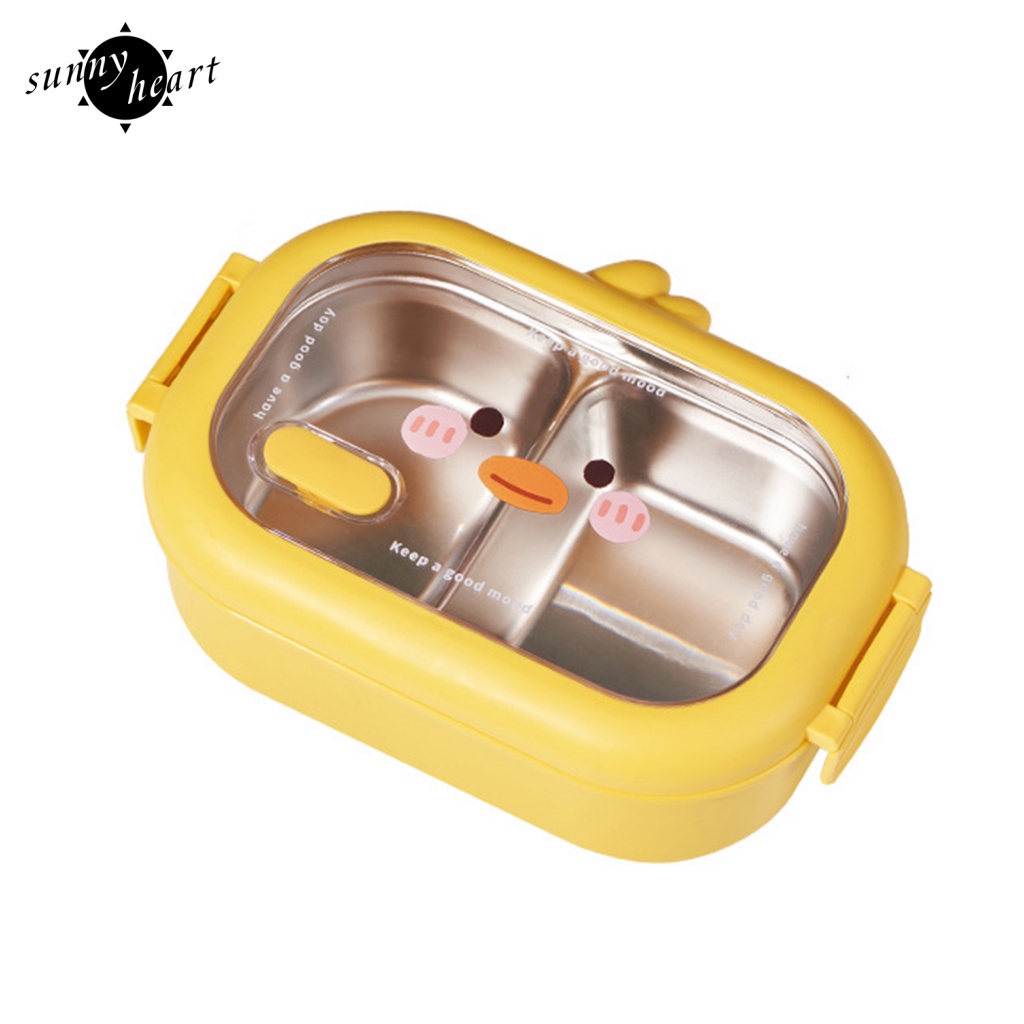 Sunnyheart Hộp Đựng Cơm Trưa Đế Dày Bằng Thép Không Gỉ Hình Vịt Vàng Đáng Yêu