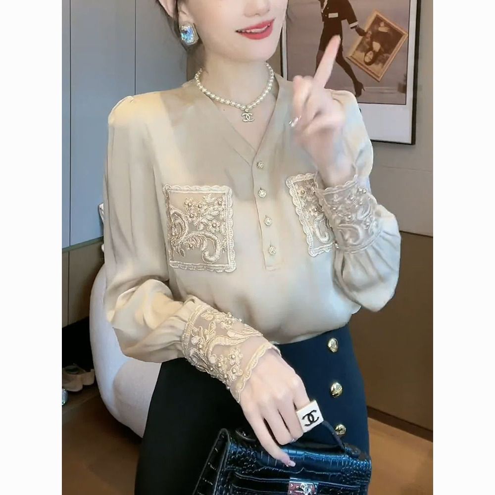 Áo Sơ Mi Cổ Chữ V Phong Cách Phương Tây Sang Trọng Cho Nữ