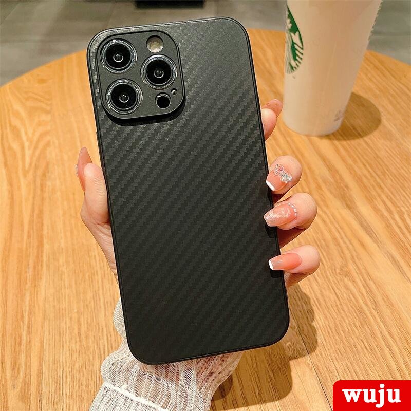 Ốp Điện Thoại TPU Mềm Kết Cấu Sợi Carbon Chống Sốc Cho iPhone 11 12 13 14 Pro Max XR X XS 7 8 Plus