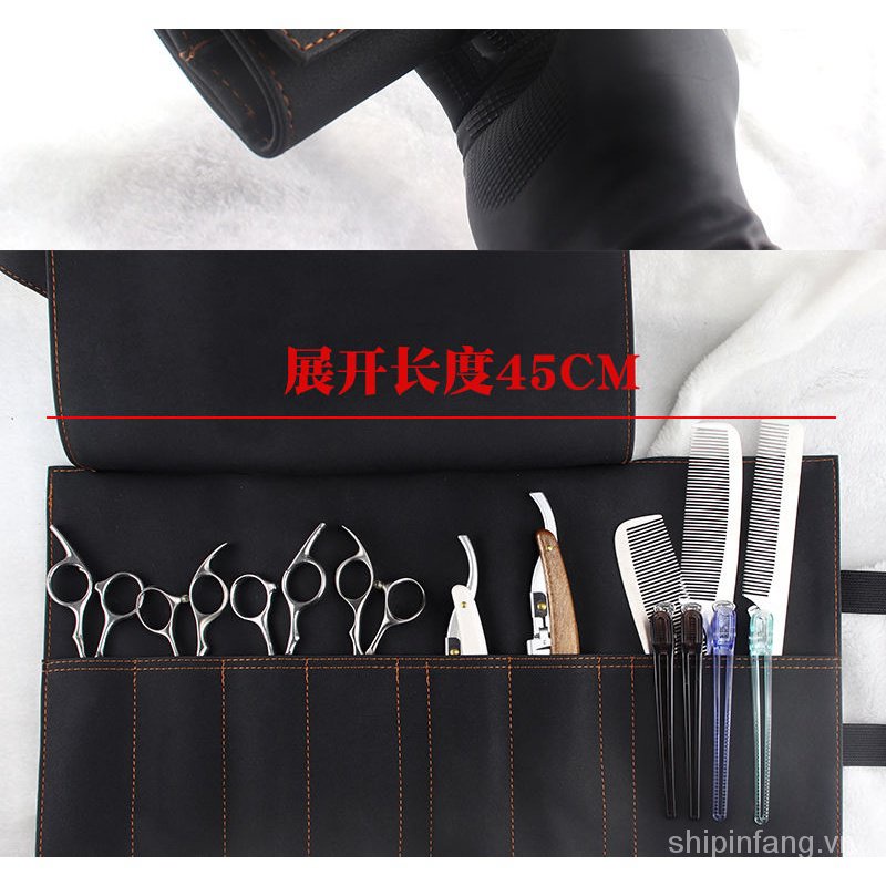 Túi Cuộn Vải Canvas Đựng Kéo Cắt Tóc Chuyên Dụng Cho Thợ Làm Tóc