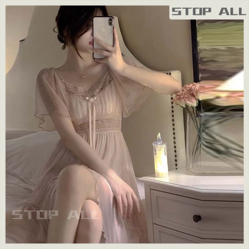Đầm Ngủ Một Mảnh Phối Ren Có Đệm Ngực Gợi Cảm Cho Nữ