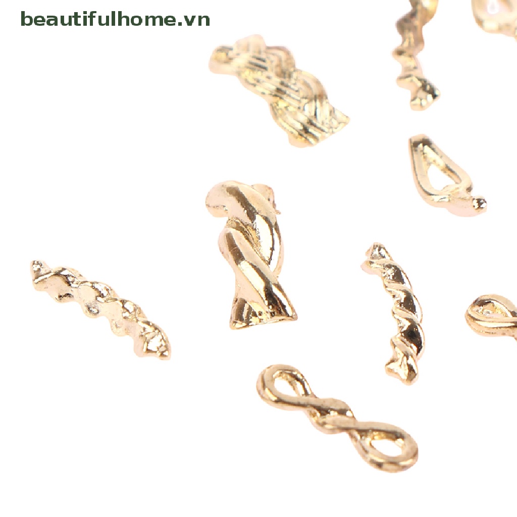 Set 10 / 20 Dây Xích Kim Loại Màu Vàng / Bạc Trang Trí Móng Tay Nghệ Thuật DIY