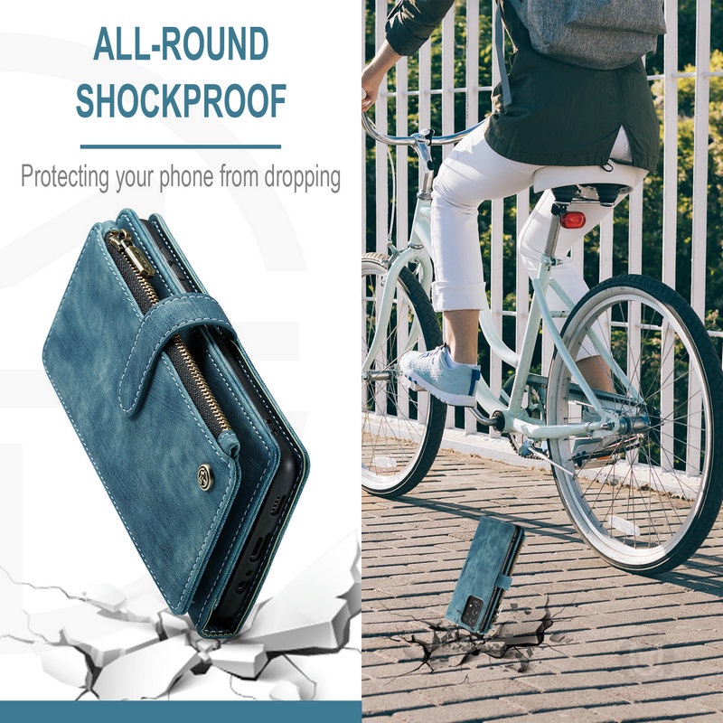 Ốp Điện Thoại Da Kèm Ngăn Đựng Thẻ Có Khóa Kéo Cho Samsung Galaxy S23 S22 S21 S20 Plus Ultra S20FE S21FE