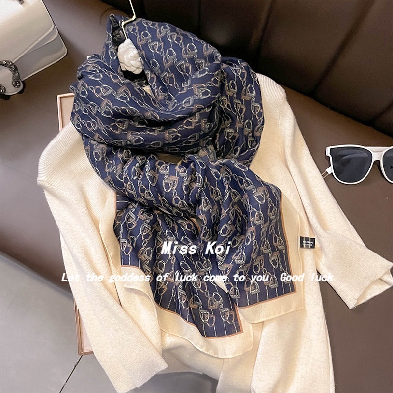 Khăn Choàng Dài Bằng Cotton Lanh Cảm Giác Giữ Ấm Mùa Thu Đông Hàn Quốc Cho Phụ Nữ Trung Niên
