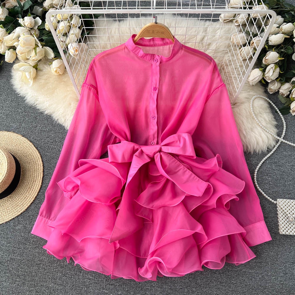 Áo Sơ Mi Chiffon Cao Cấp Phối Bèo Thắt Nơ Phong Cách Phương Tây Thiết Kế Mới Mùa Thu Cho Nữ