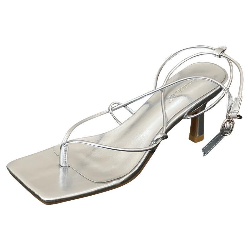 Sandal Cao Gót Hở Ngón Cao Cấp Màu Bạc Mùa Hè Phong Cách Mới Dành Cho Nữ