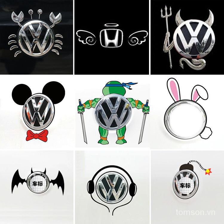 Logo Dán Trang Trí Đuôi Xe Hơi Volkswagen Hình Cua / Dơi Độc Đáo Sáng Tạo