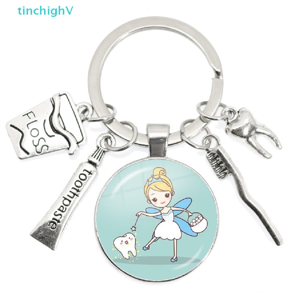 [TinchighV] Móc Khóa Mặt Kính Vòm Họa Tiết Răng Hoạt Hình Sáng Tạo Dễ Thương [Mới]