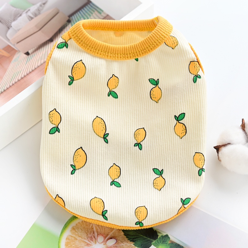 Áo Cotton Mỏng Không Tay In Hình Quả Chanh Thời Trang Mùa Hè Cho Thú Cưng