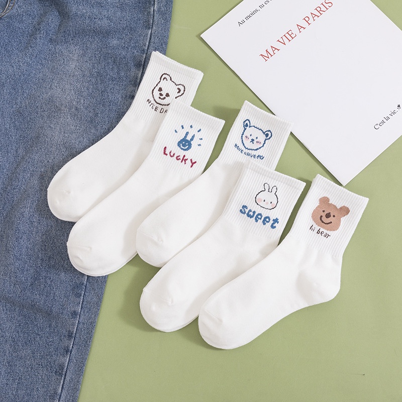 Vớ Cotton Cổ Cao Họa Tiết Dễ Thương Thời Trang Cho Nữ