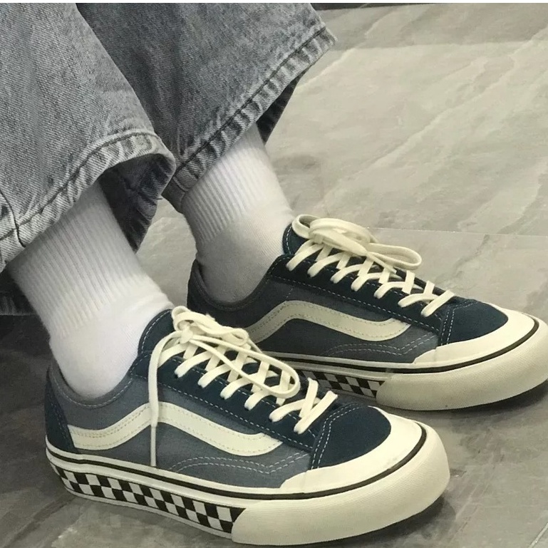Vans STYLE 36 SF Demn Giày Thể Thao canvas Họa Tiết Caro Màu Xanh Dương Cho Nam Và Nữ-1740