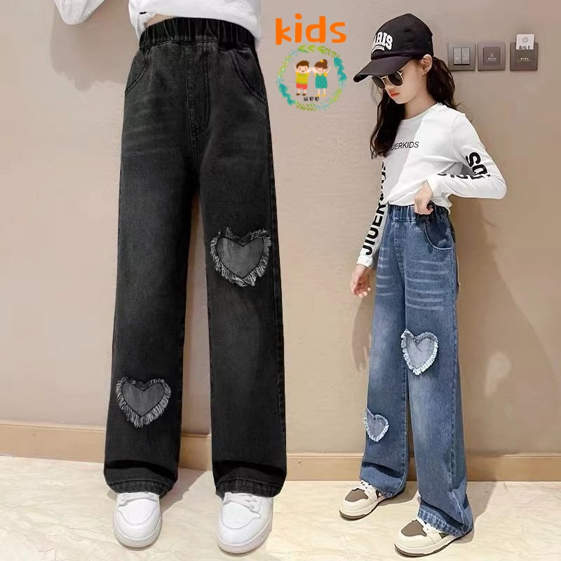 Quần Jeans Ống Rộng Thời Trang Xuân Thu Cho Bé Gái 3-5 - 8-10 - 12-13 - 14 Tuổi