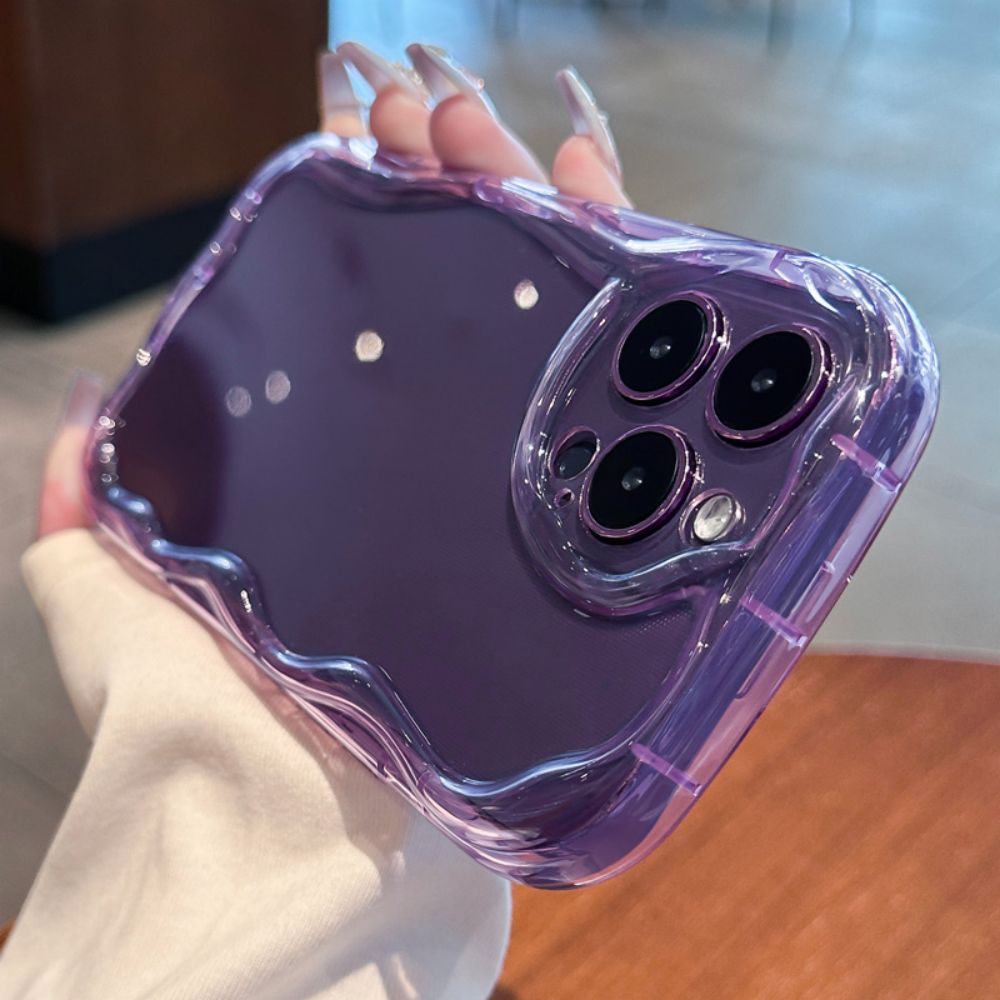 Ốp Điện Thoại TPU Mềm Trong Suốt Viền Gợn Sóng Màu Trơn Chống Sốc Cho IPhone 11 12 13 14 Pro Max XR XS Max