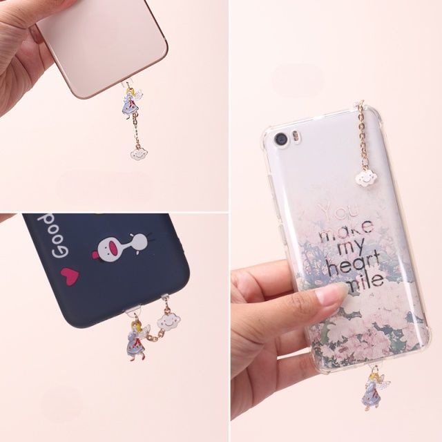 Nút Bịt Chống Bụi Cho Cổng Sạc Điện Thoại Di Động diy Hình Mặt Cười Thiên Thần