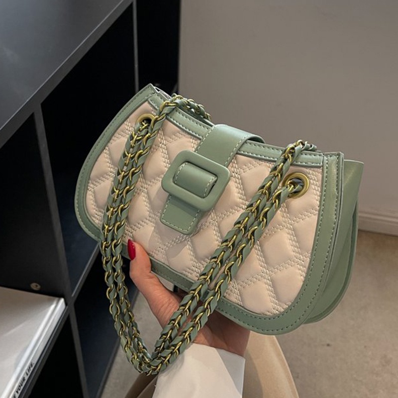 Túi Xách Da pu Mềm Cao Cấp Phối Dây Xích Thời Trang Cho Nữ