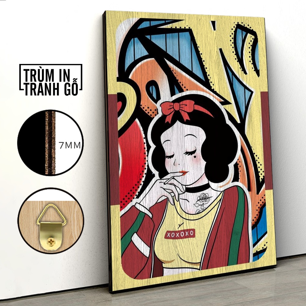 Tranh in gỗ trang trí nội thất Modern Snow White Disney decor phòng ngủ phòng khách văn phòng