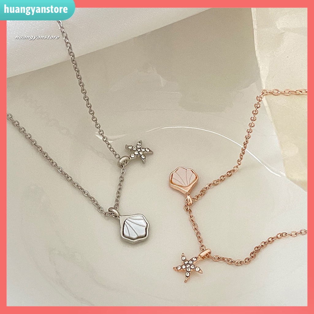 Vòng cổ Hợp Kim Mặt Hình Vỏ Sò Đính Đá Thời Trang Cho Nữ