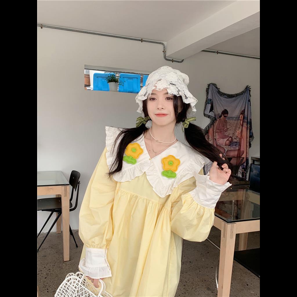 Đầm Tay Dài Cổ Búp Bê Thiết Kế Ba Chiều Ngọt Ngào Thời Trang Mới Cho Nữ