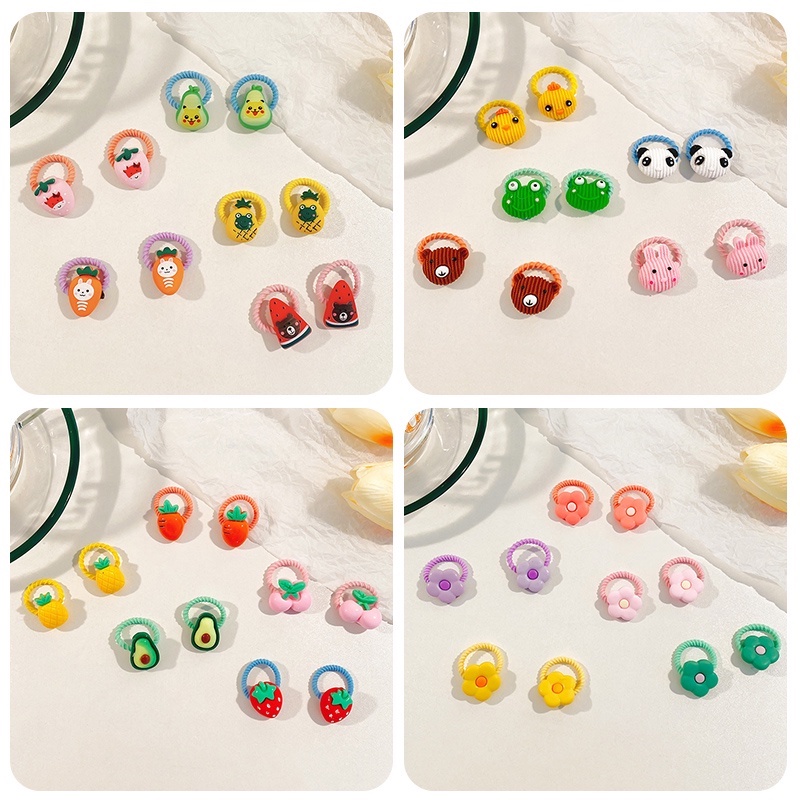 10 PCS/Set Children's Flower Rubber Band Hair Ring Cute High Elastic Hair Rope for Girls