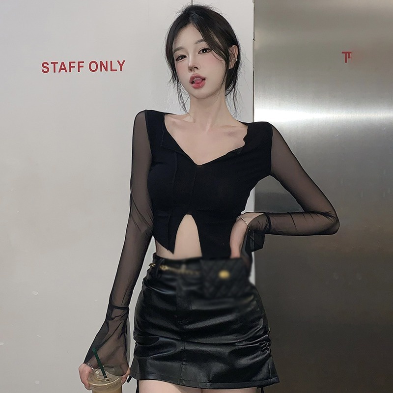 Áo Thun DàI Tay Cổ Chữ V GợI CảM Cho Nữ