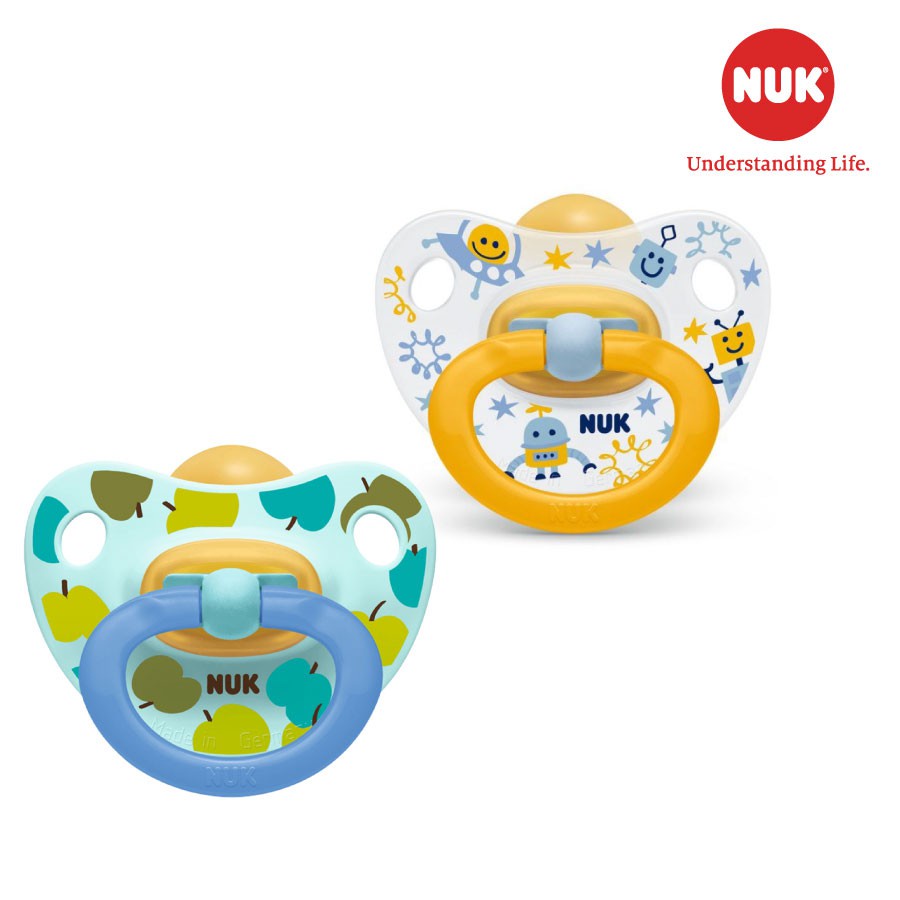 Bộ 2 ti giả NUK Cao su tự nhiên Classic núm ti dẹt chỉnh nha siêu mềm khó rách, Núm ti giả cho bé - Baby Crab
