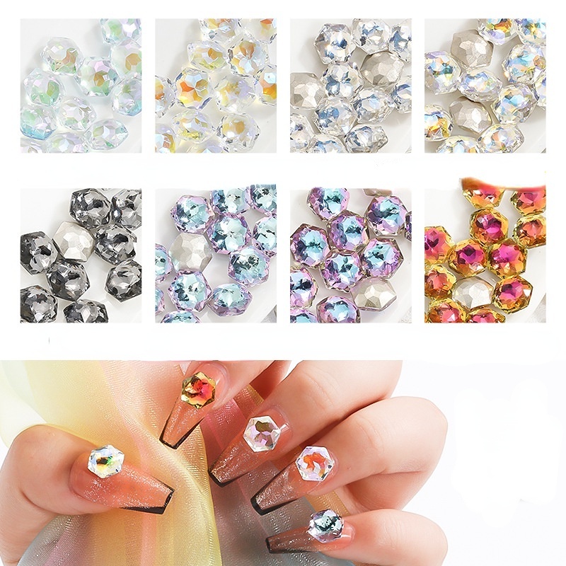 Hộp Phụ Kiện Đá Lục Giác Đính Trang Trí Móng Tay
