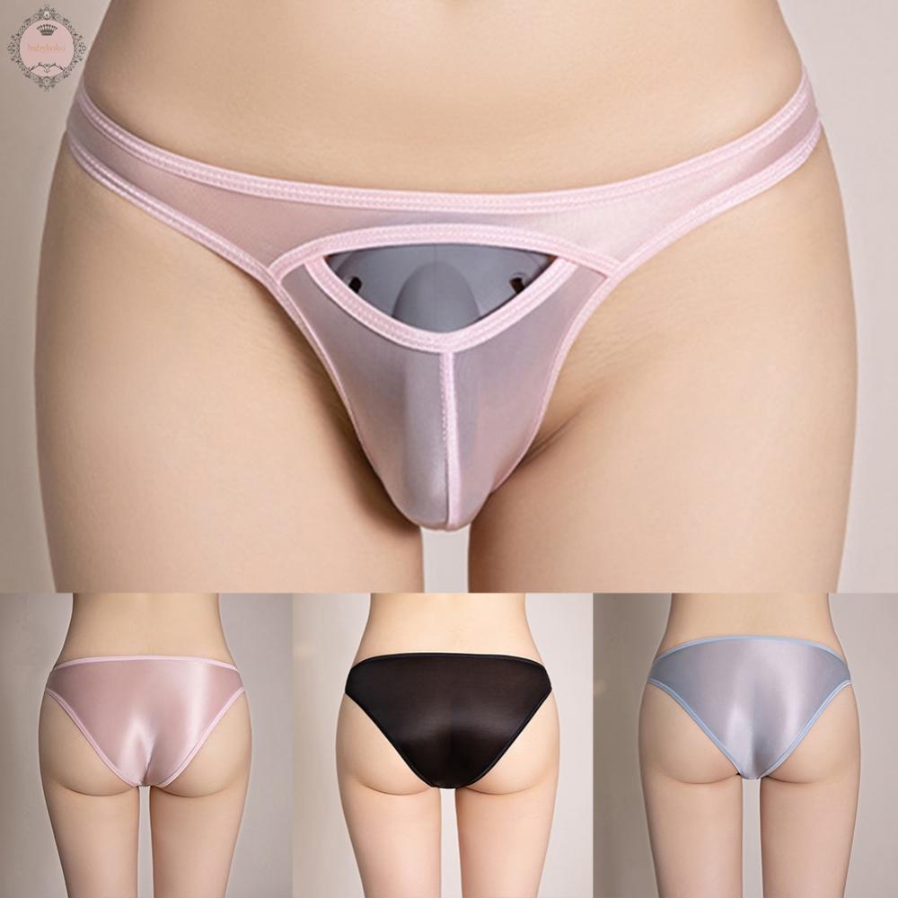 Briefs For Men See Through Sheer Shiny Solid Seamless Underwear Bikini