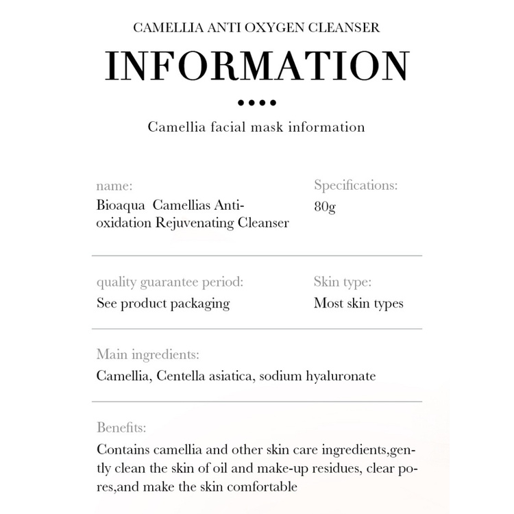 Sữa Rửa Mặt  Camellia Làm Sạch Sâu Và Trắng Da BIOAQUA 80g