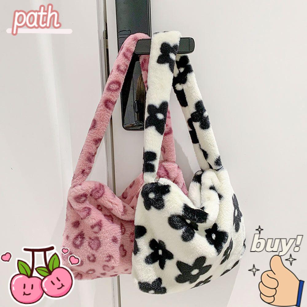 Túi Xách Đeo Vai Phủ Lông Mềm Mại Họa Tiết Da Báo Màu Hồng