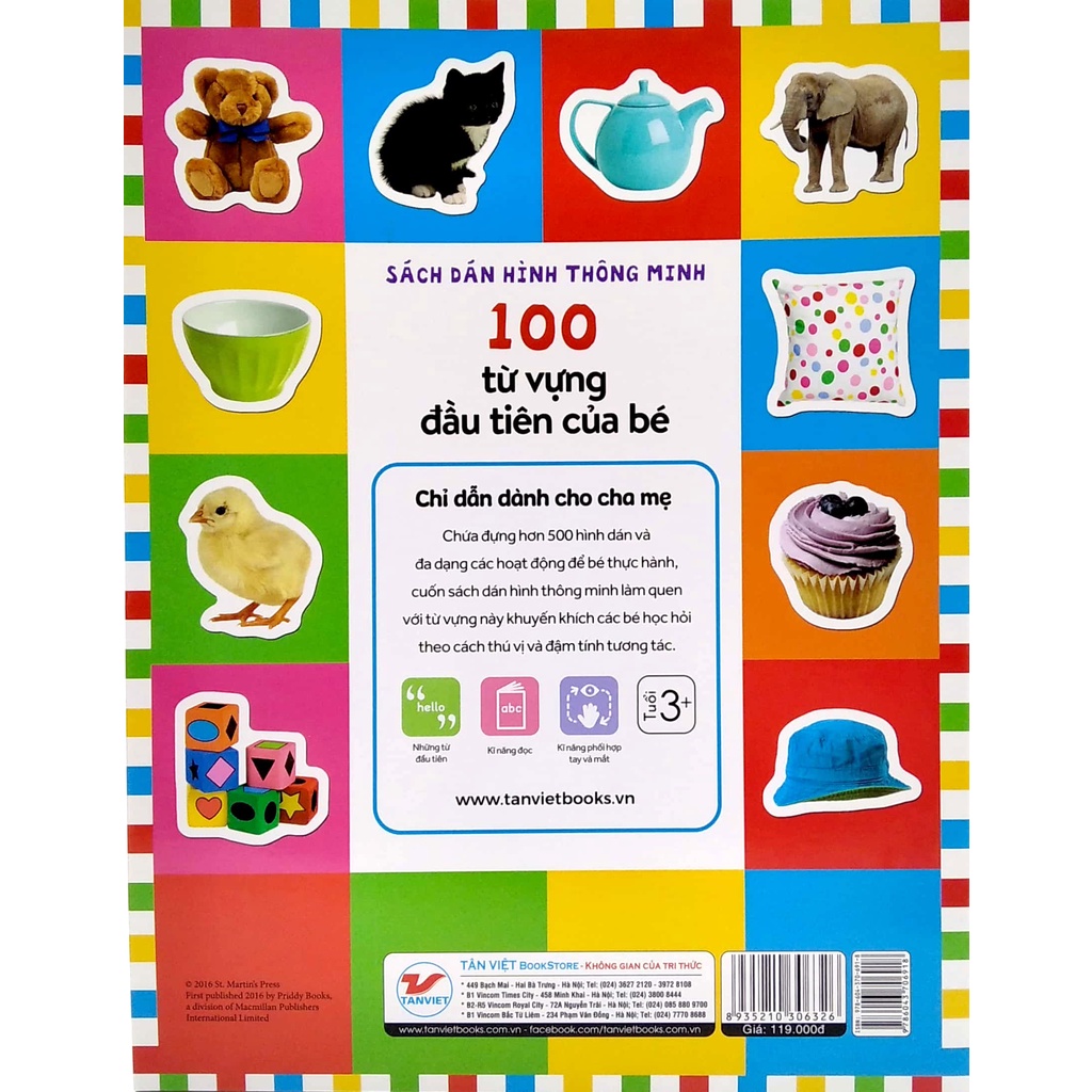 Sách Sách Dán Hình Thông Minh - 100 Từ Vựng Đầu Tiên Của Bé