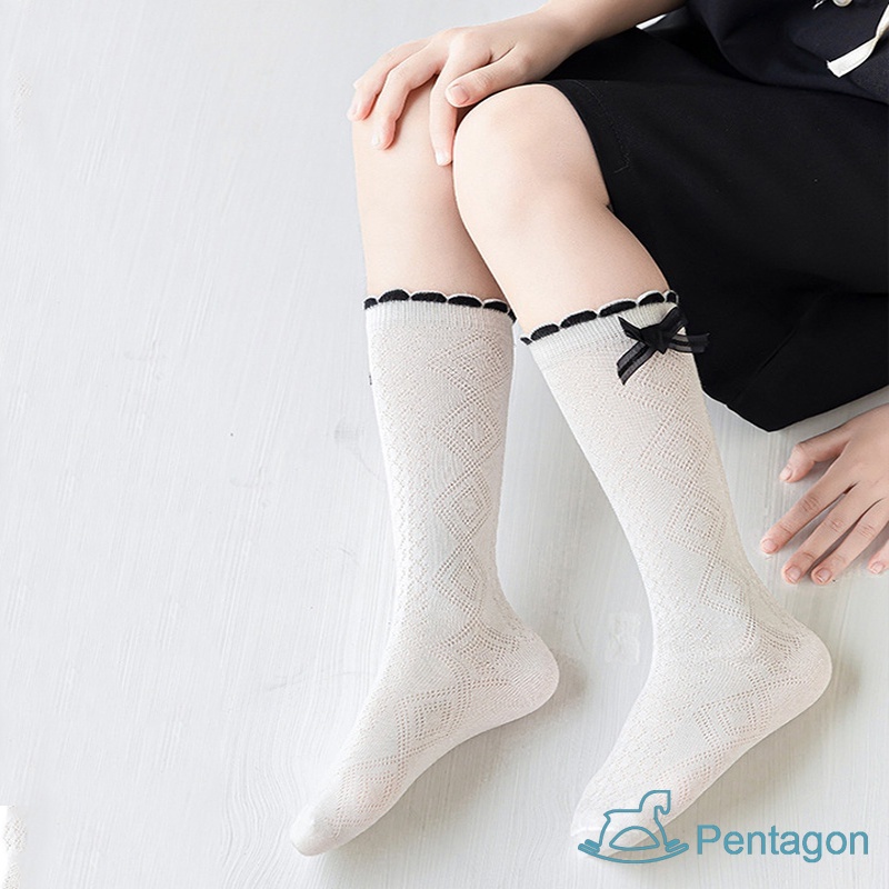 Vớ Ren Dài Thoáng Khí Thoải Mái Đính Nơ Phong Cách Nhật Bản Cho Bé Gái