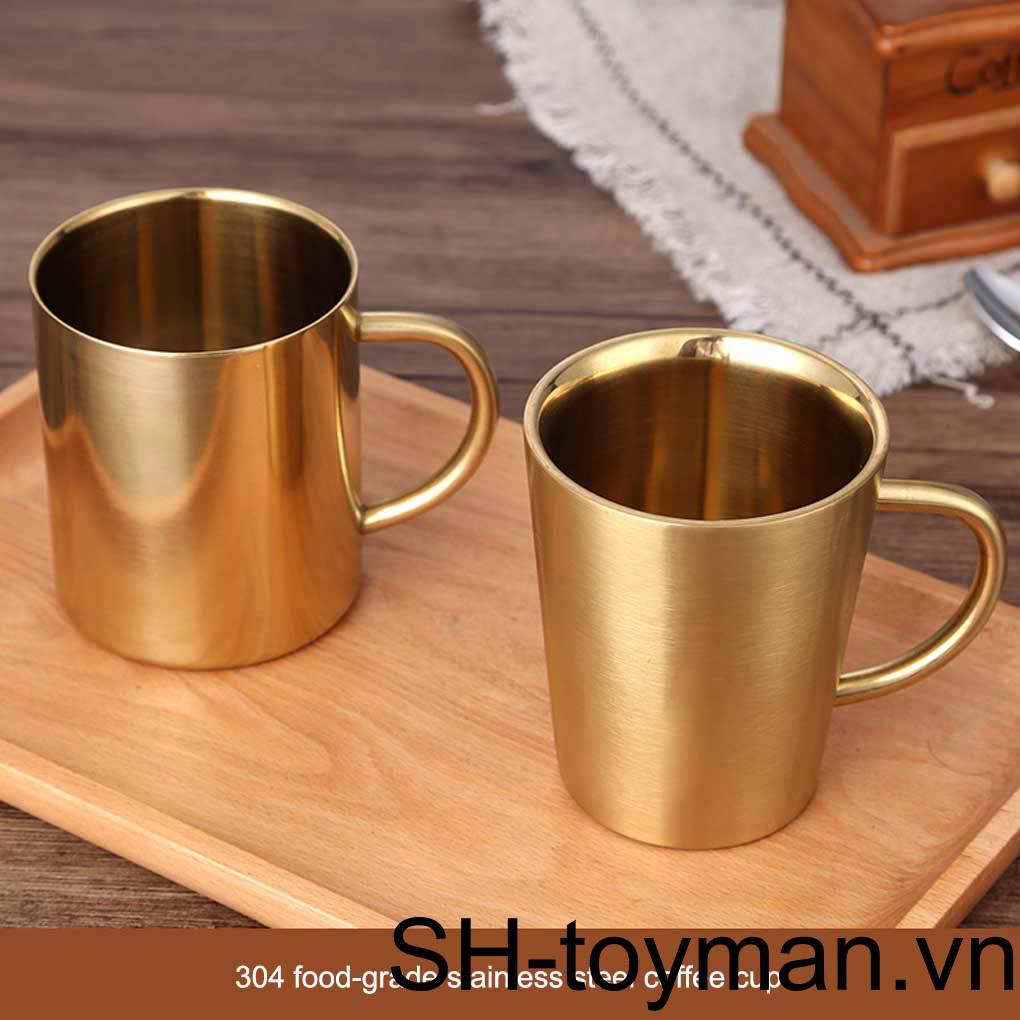 Cốc Uống Bia / Trà / Cà Phê Bằng Thép Không Gỉ Hai Lớp Có Tay Cầm Tiện Lợi Dành Cho Đi Du Lịch