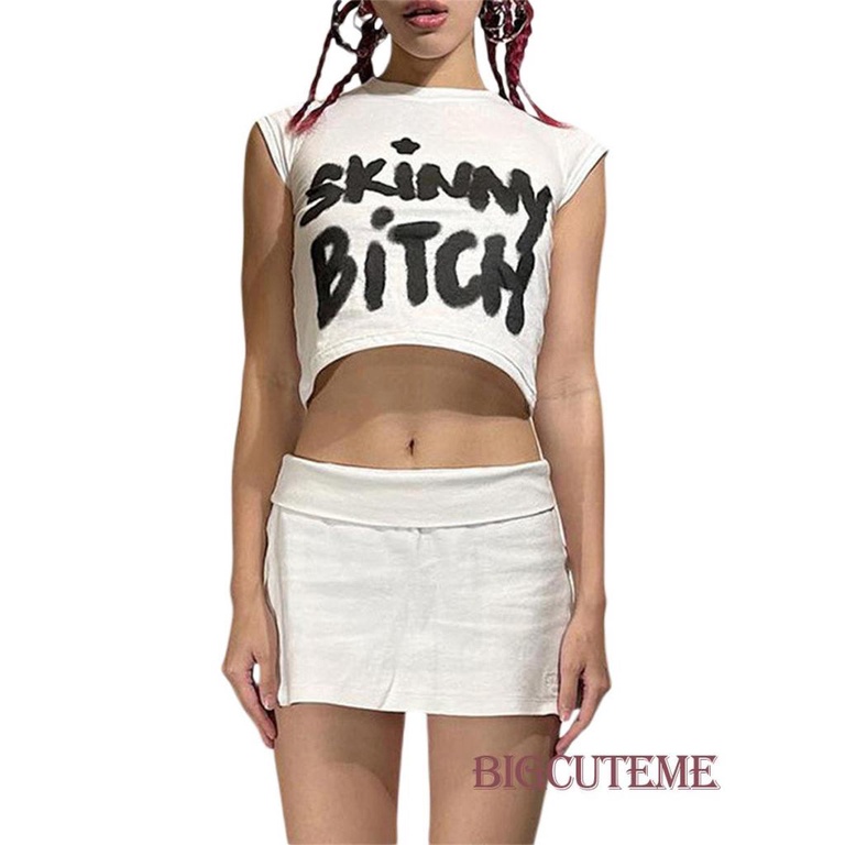 [] Áo Thun Crop Top Nữ Tay 1 / 4 In Chữ Cổ Tròn Ôm Dáng Vừa Vặn Màu Trắng