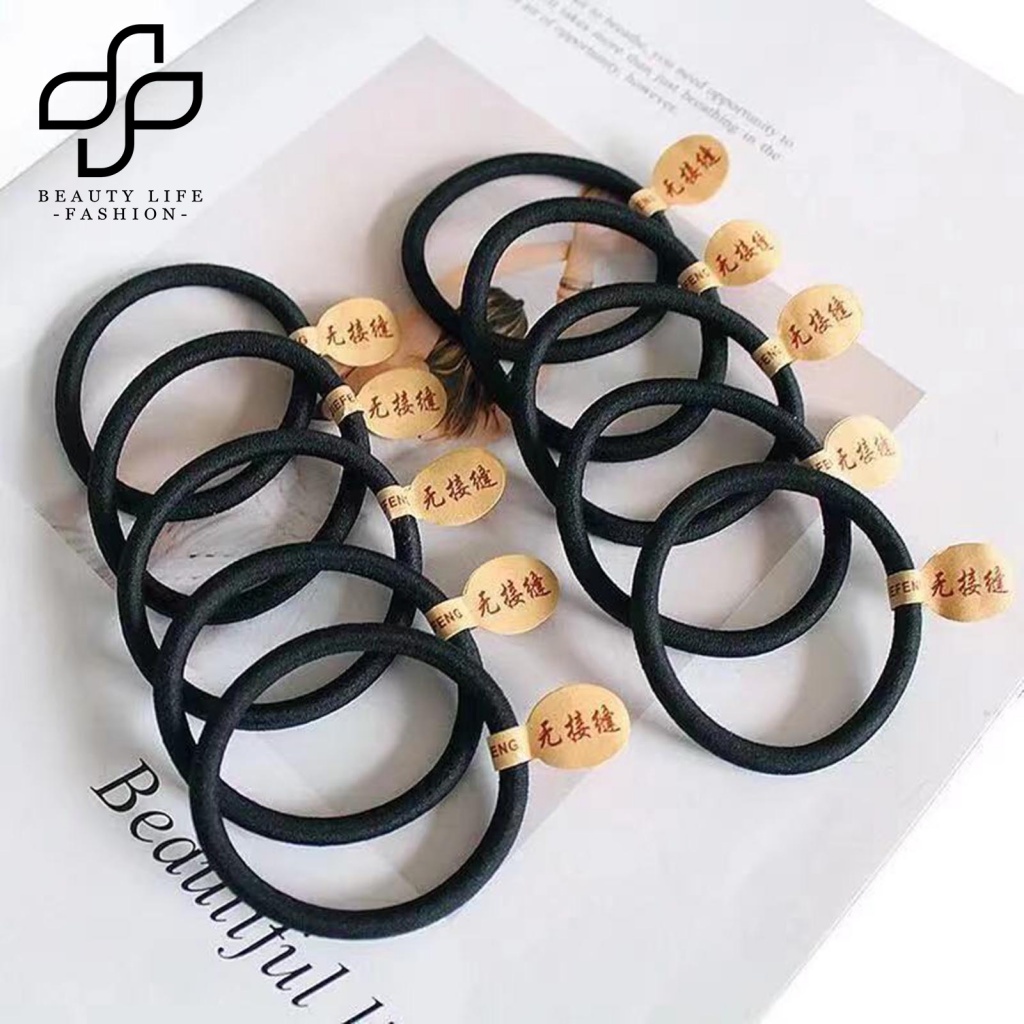 Dây Cột Tóc Màu Đen Co Giãn Tốt Không Đường May Chất Lượng Cao