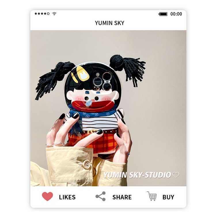 Ốp Điện Thoại Silicon Dẻo Họa Tiết Cô Gái Bện DIY Dễ Thương Cho Iphone 14promax 13 13promax 12 14pro 11