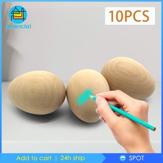 10x DIY Wood Easter Egg Manual Graffiti Ornament Kids Gifts Home Decor