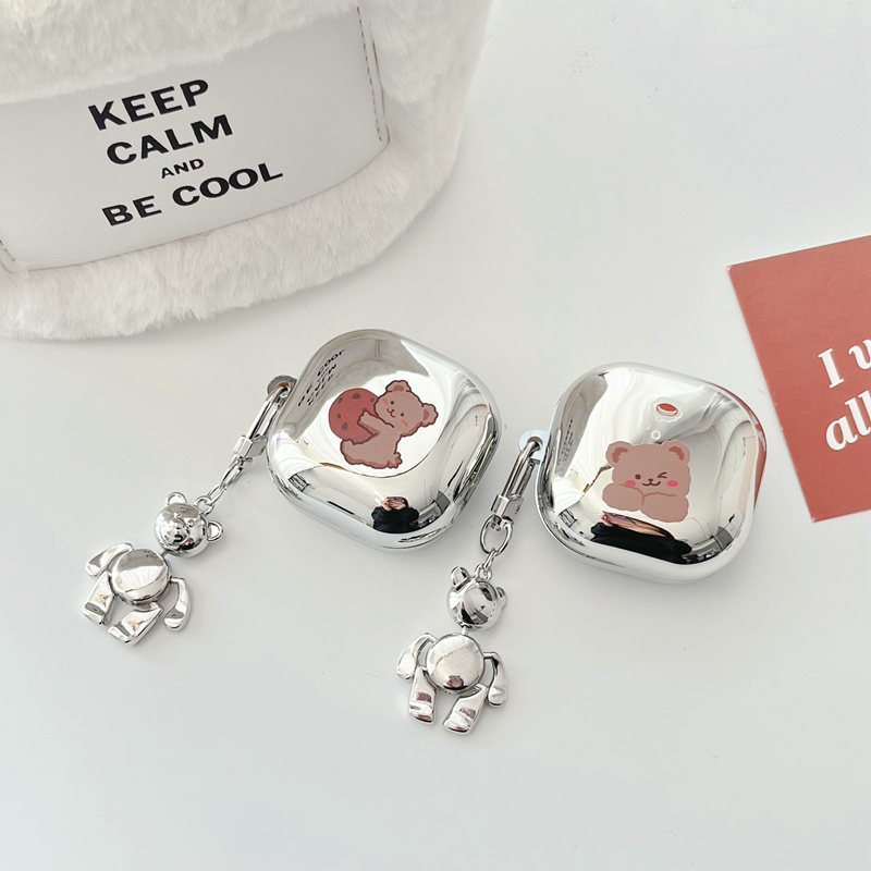 Sang Trọng Vỏ Bảo Vệ Hộp Sạc Tai Nghe samsung galaxy Buds 2 / Buds Live / Buds FE / Buds2 Pro / Buds Pro Bằng tpu Mềm Hình Gấu Phi Hành Gia Kèm Móc Khóa