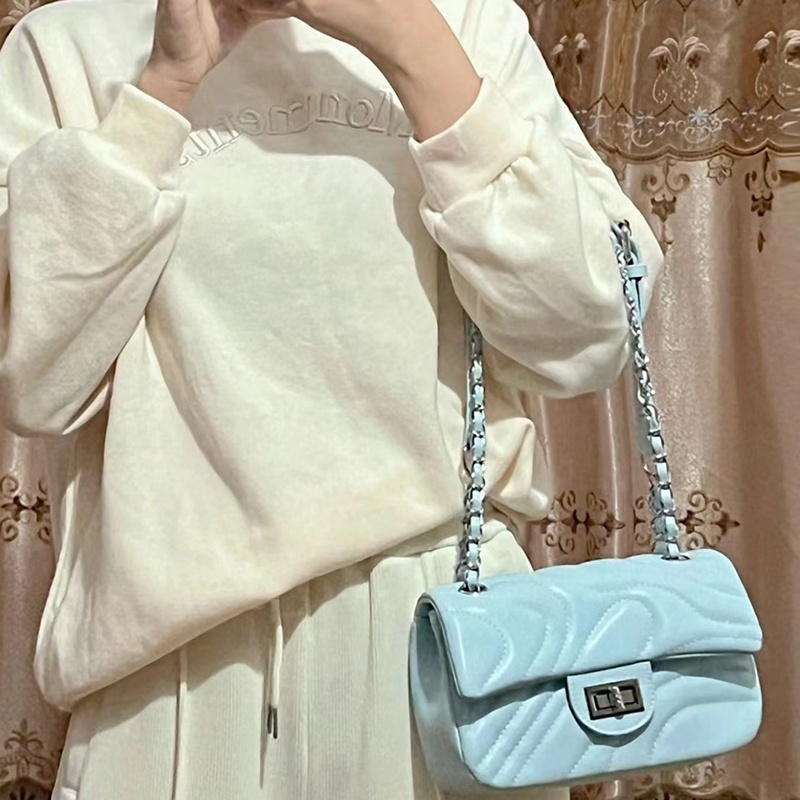 Túi Đeo Chéo Khóa Dây Xích Nhỏ Thêu Họa Tiết Tươi Mới Có Khóa Gài Dành Cho Bạn Nữ