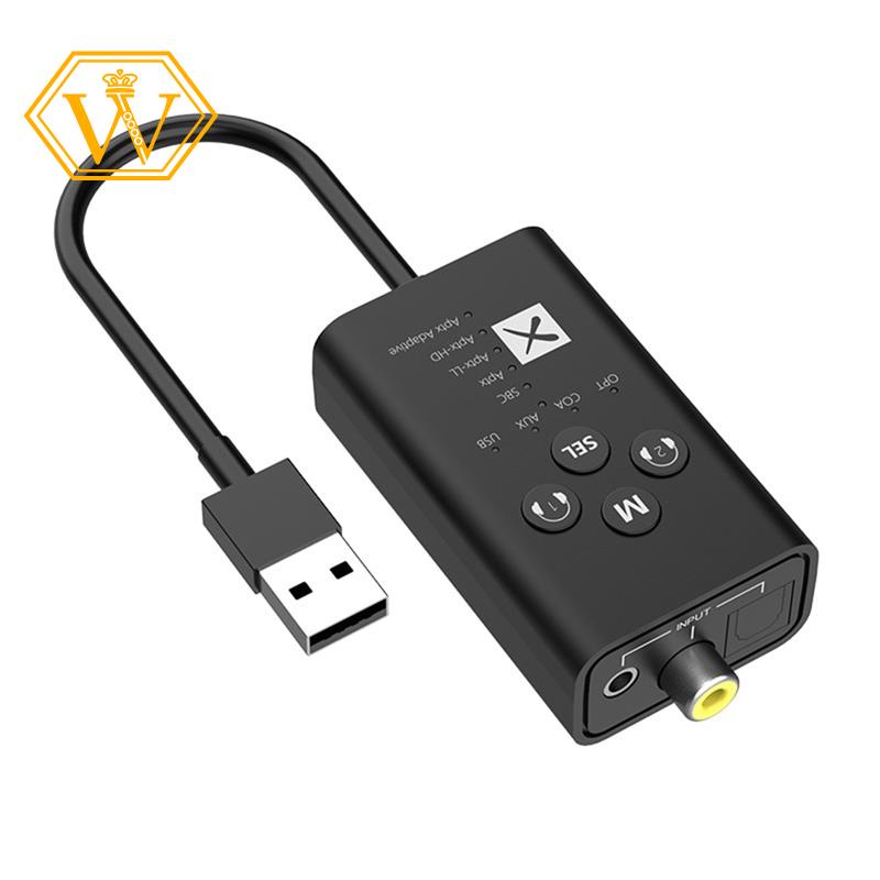 24Bit Bluetooth 5.2 Audio Transmitter AptX LL HD Adaptive USB 3.5mm AUX Optical Fiber Coaxial Wireless Adapter