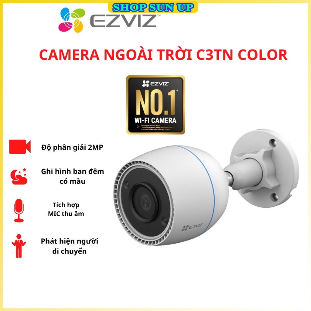 Camera EZVIZ C3TN COLOR 2MP 1080P Full HD WIFI ngoài trời cố định, có míc màu đêm góc rộng 106 độ