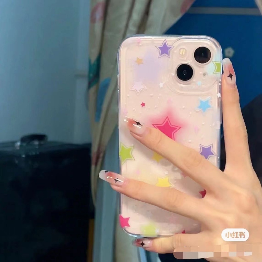 ✅Ốp Điện Thoại Mềm Màu Trong Suốt Hình Ngôi Sao Nhiều Màu 0BSL Cho iPhone 14 / 13promax 12 / 11pro xr / xs 78Plus
