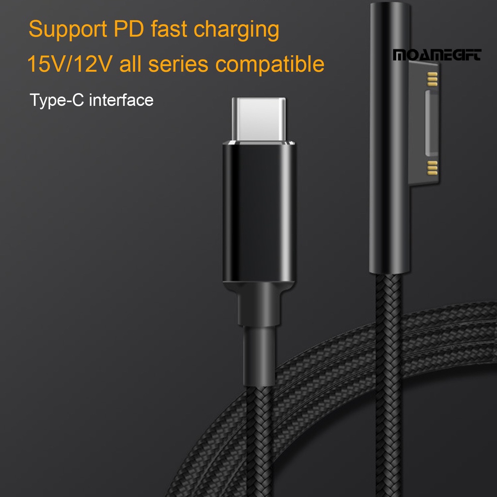 Dây Cáp Sạc Nhanh PD Loại C 65W 15V 4A Cho Laptop Microsoft Surface Pro 3 / 4 / 5 / 6 / Go / Book 1 / Book 2