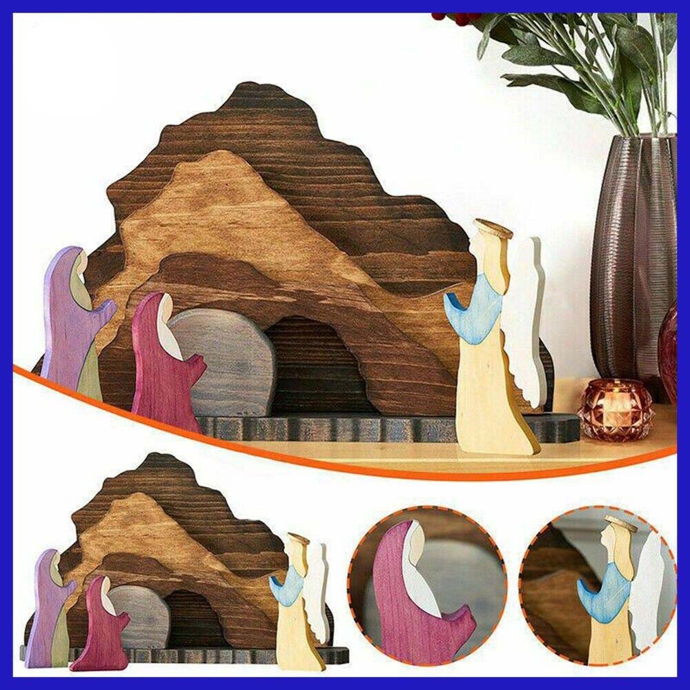 Easter Wooden Nativity Resurrection Scene Wooden Decor Cross Home Ornament