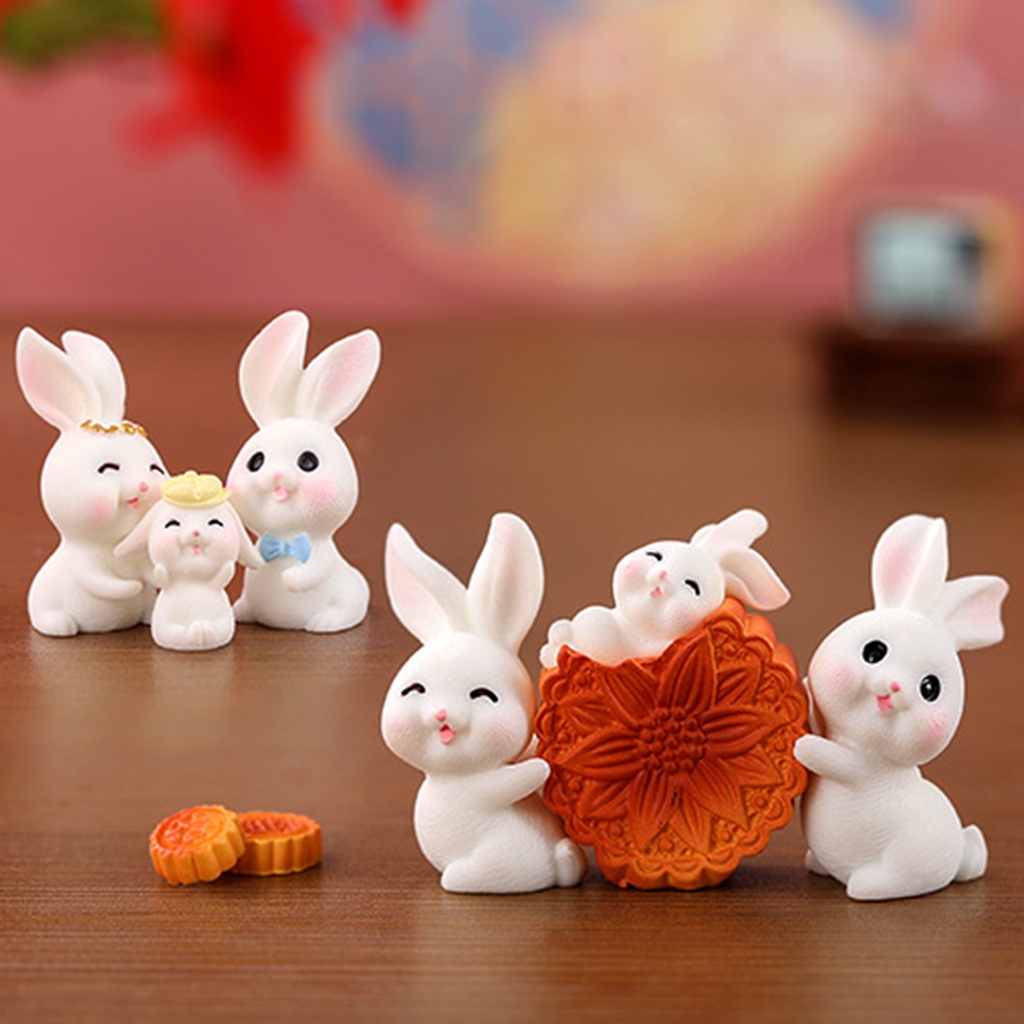 Set 2 Tượng Thỏ Mini Siêu Nhẹ Trang Trí Phòng Ngủ