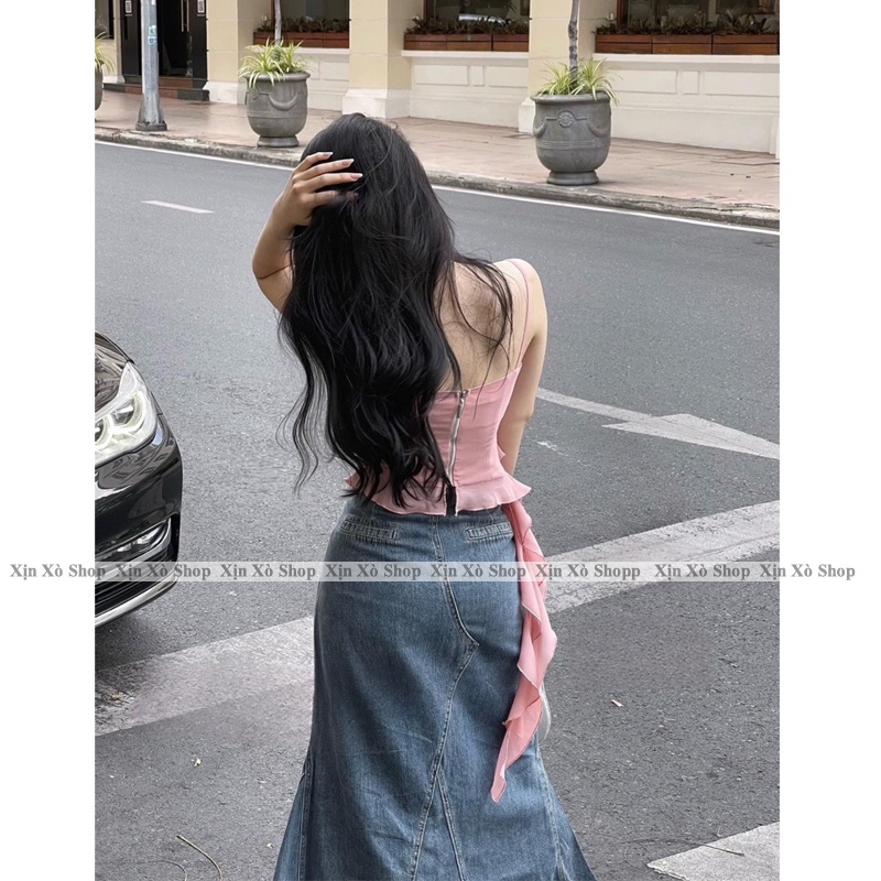 Áo 2S Có Mút Ngực Kèm Dây Hoa Xếp Tầng Tua Rua HotGirl Mẫu Mới Xịn Xò Shop