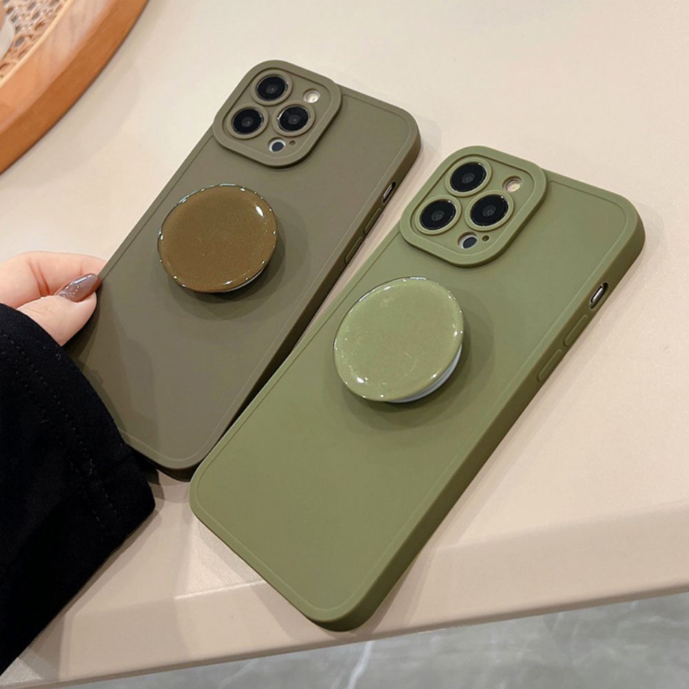 Ốp Điện Thoại Silicon Dẻo Màu Trơn Gắn Giá Đỡ Chống Trượt / Rơi Vỡ Cho IPhone 11 12 13 14 Pro Max